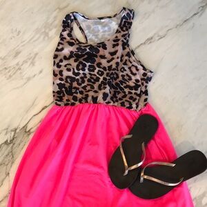 Leopard Print and Pink Maxi Dress